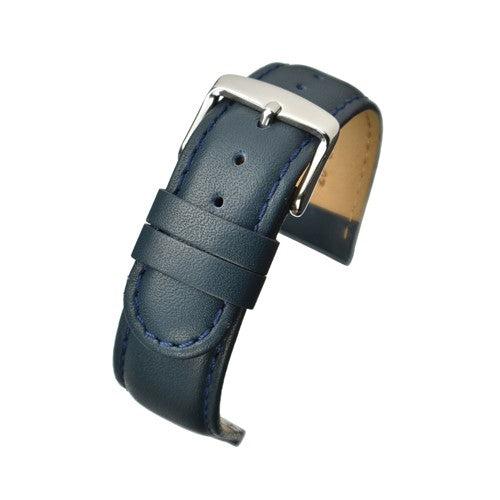 24mm Blue Leather Essential Watch Strap | Chrono Straps UK