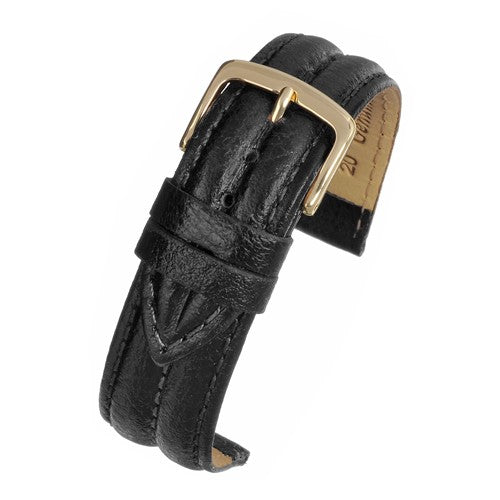 18mm Black Leather Essential Watch Strap | Chrono Straps UK
