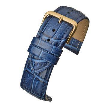 26mm Blue Leather Budget Watch Strap | Chrono Straps UK