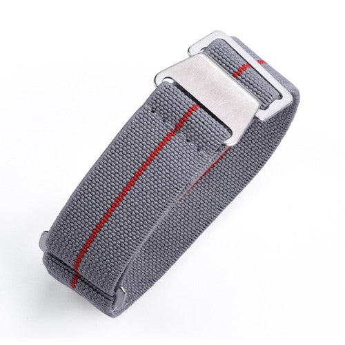 22mm Grey/Red Nylon\Woven Military Watch Strap | Chrono Straps UK