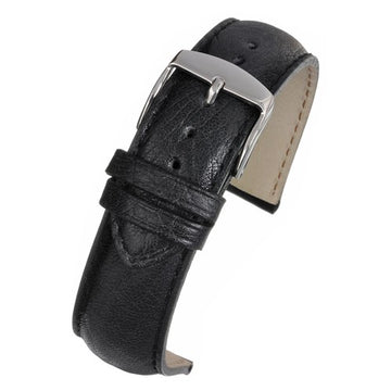 20mm Black Leather Premium Watch Strap | Chrono Straps UK