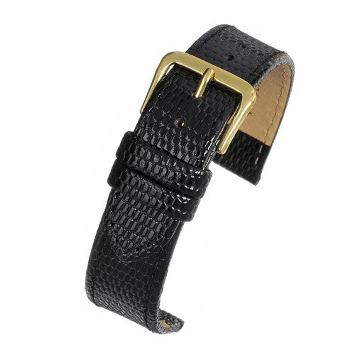 16mm Black Leather Budget Watch Strap | Chrono Straps UK