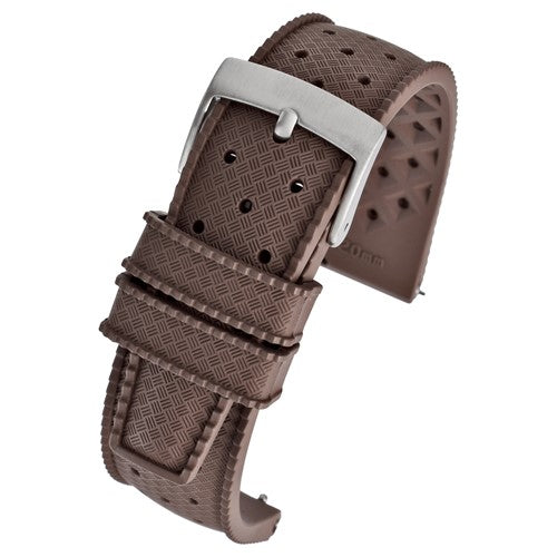 22mm Brown Rubber\Resin Quick Release Watch Strap | Chrono Straps UK