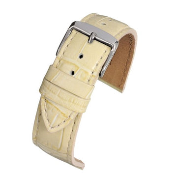 22mm Cream Leather Essential Watch Strap | Chrono Straps UK
