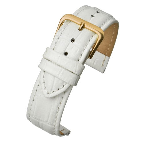 22mm White Leather Budget Watch Strap | Chrono Straps UK