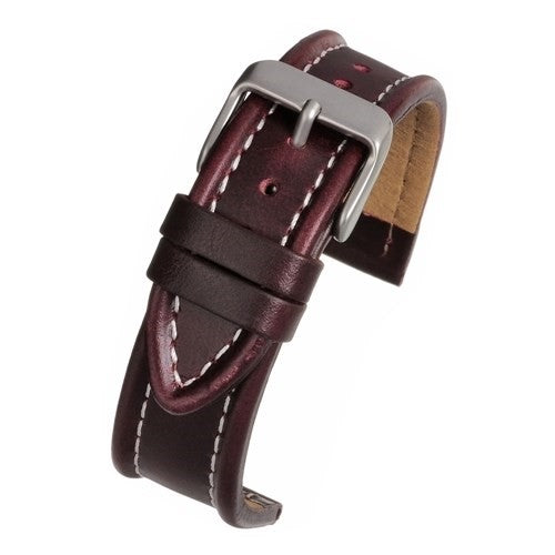 22mm Red Leather Essential Watch Strap | Chrono Straps UK