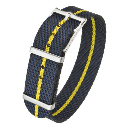22mm Black/Blue/Yellow Nylon\Woven Military Watch Strap | Chrono Straps UK