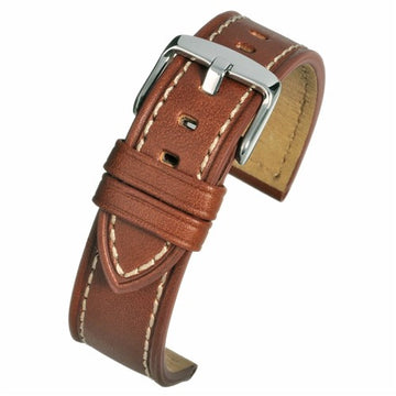 24mm Brown Leather Essential Watch Strap | Chrono Straps UK