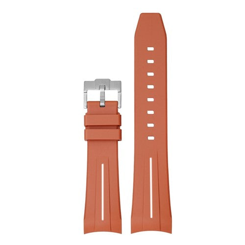 22mm Orange Silicone Curved End Watch Strap | Chrono Straps UK
