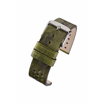 18mm Green Leather Premium Watch Strap | Chrono Straps UK