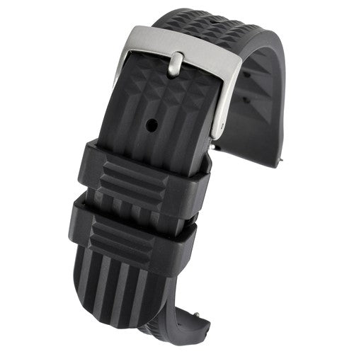 22mm Black Rubber\Resin Quick Release Watch Strap | Chrono Straps UK