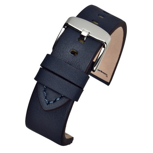 20mm Blue Leather Hand-made Watch Strap | Chrono Straps UK