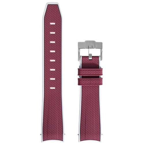 20mm Red/White Silicone Curved End Watch Strap | Chrono Straps UK