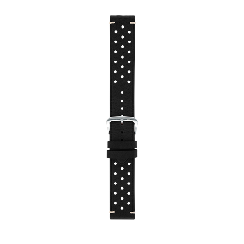 18mm Morellato Black Leather Watch Strap | Chrono Straps UK
