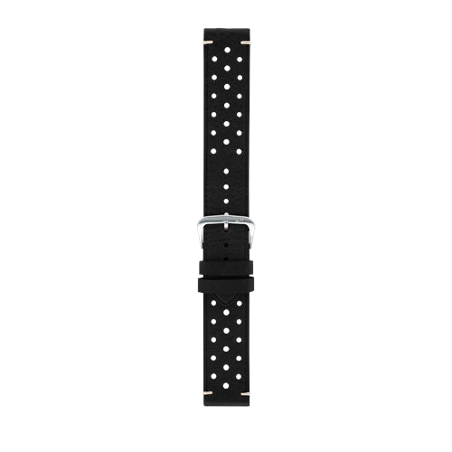 18mm Morellato Black Leather Watch Strap | Chrono Straps UK