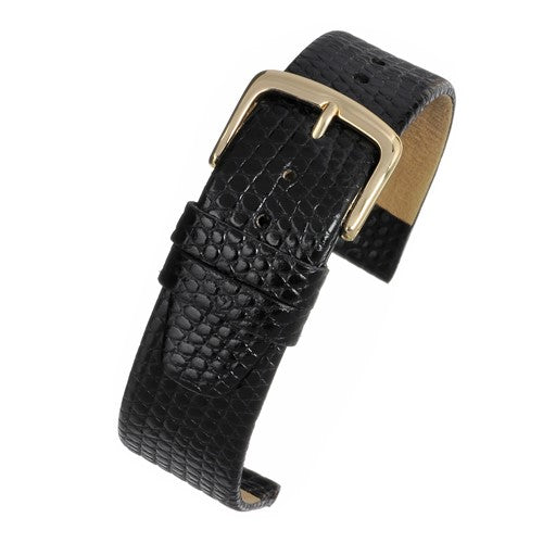 16mm Black Leather Essential Watch Strap | Chrono Straps UK