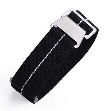 20mm Black/White Nylon\Woven Military Watch Strap | Chrono Straps UK