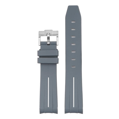 22mm Grey/White Silicone Curved End Watch Strap | Chrono Straps UK