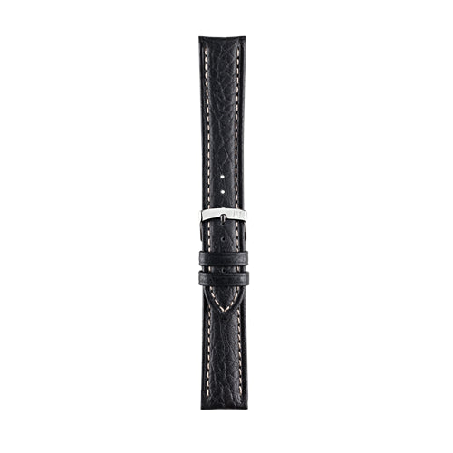 18mm Morellato Black Leather Watch Strap | Chrono Straps UK