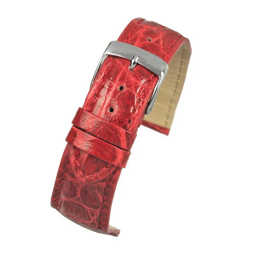 18mm Red Genuine Crocodile Exotic Leather Watch Strap | Chrono Straps UK