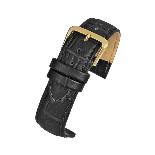 24mm Black Leather Budget Watch Strap | Chrono Straps UK