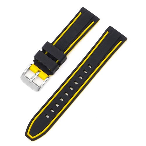 20mm Black/Yellow Rubber\Resin Quick Release Watch Strap | Chrono Straps UK