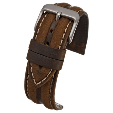 22mm Brown Leather Essential Watch Strap | Chrono Straps UK