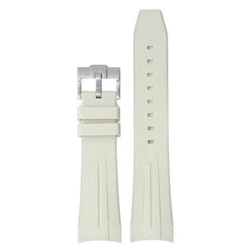 22mm Cream Silicone Curved End Watch Strap | Chrono Straps UK