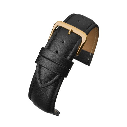 24mm Black Leather Budget Watch Strap | Chrono Straps UK