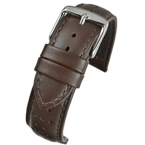 22mm Brown Leather Premium Watch Strap | Chrono Straps UK