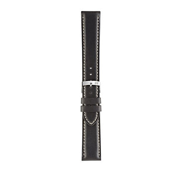 22mm Morellato Black Leather Watch Strap | Chrono Straps UK