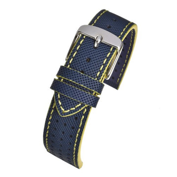 22mm Blue Leather Premium Watch Strap | Chrono Straps UK