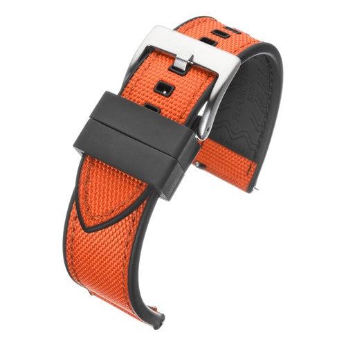 20mm Orange/Black Nylon\Woven Quick Release Watch Strap | Chrono Straps UK