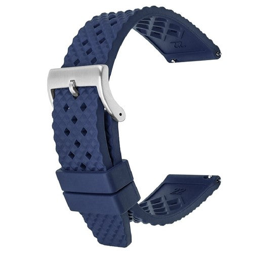 24mm Blue Silicone Quick Release Watch Strap | Chrono Straps UK