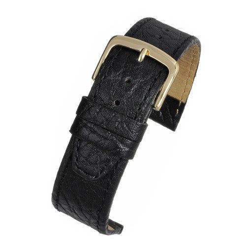 20mm Black Leather Essential Watch Strap | Chrono Straps UK