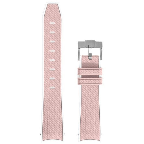 20mm Pink/White Silicone Curved End Watch Strap | Chrono Straps UK