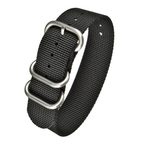 22mm Black Nylon\Woven Military Watch Strap | Chrono Straps UK