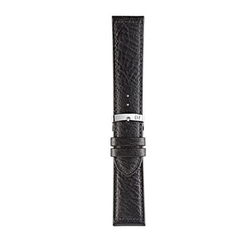 28mm Morellato Black Leather Watch Strap | Chrono Straps UK