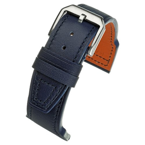 22mm Blue Leather Brand Compatible Watch Strap | Chrono Straps UK