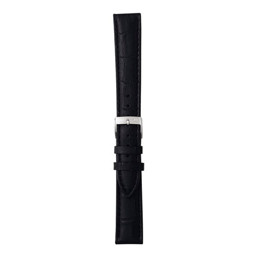 18mm Morellato Black Leather Watch Strap | Chrono Straps UK