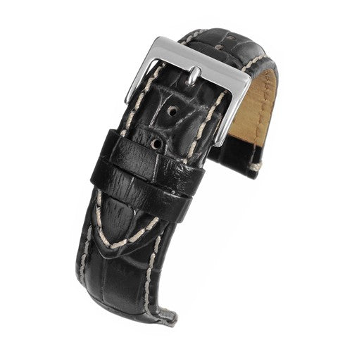 18mm Black Leather Essential Watch Strap | Chrono Straps UK