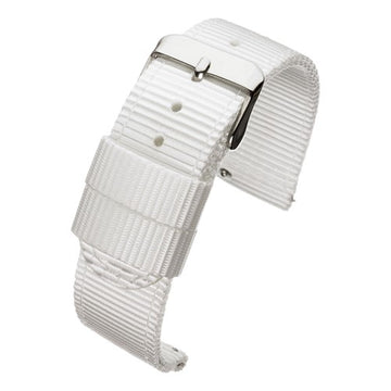 24mm White Nylon\Woven Quick Release Watch Strap | Chrono Straps UK