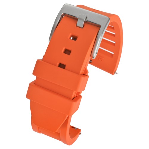 24mm Orange Rubber\Resin Quick Release Watch Strap | Chrono Straps UK