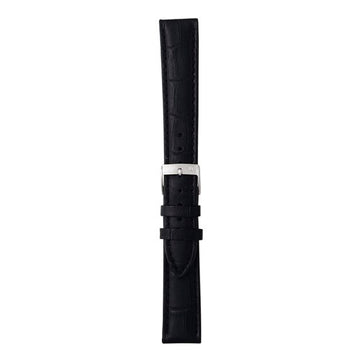 24mm Morellato Black Leather Watch Strap | Chrono Straps UK