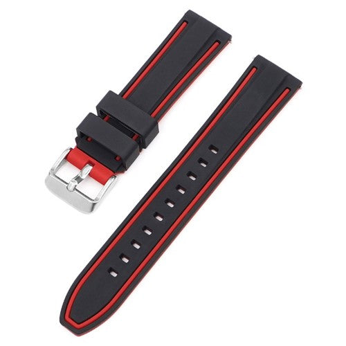24mm Black/Red Rubber\Resin Quick Release Watch Strap | Chrono Straps UK
