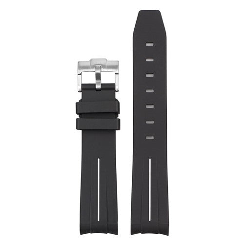 22mm Black/White Silicone Curved End Watch Strap | Chrono Straps UK