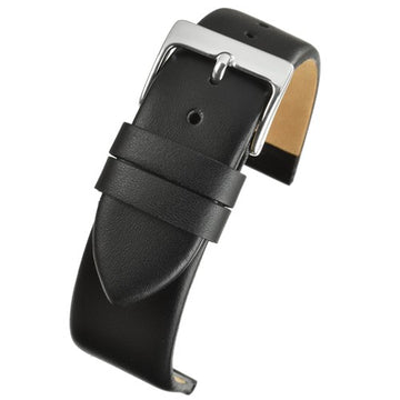12mm Black Leather Extra Long Watch Strap | Chrono Straps UK