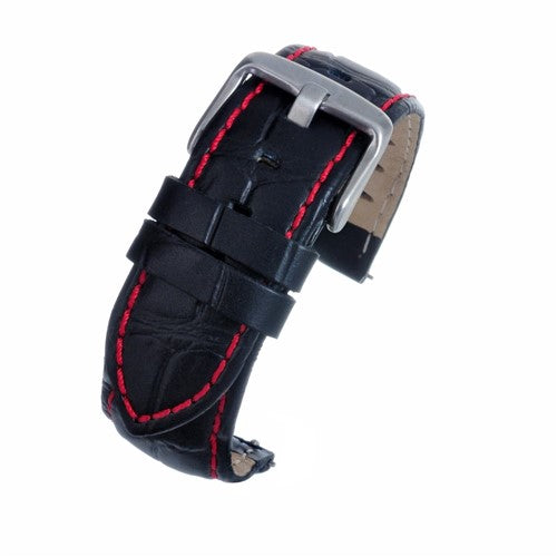 18mm Black Leather Premium Watch Strap | Chrono Straps UK