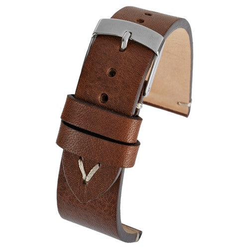 22mm Brown Leather Premium Watch Strap | Chrono Straps UK