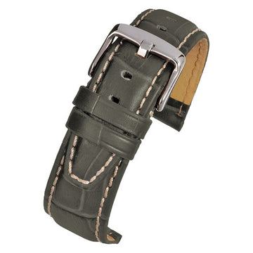 22mm Grey Leather Premium Watch Strap | Chrono Straps UK